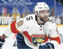  ?? MARK ZALESKI/AP ?? Florida Panthers star defenseman Aaron Ekblad was taken off the ice on a stretcher after suffering a leg injury during the second period of the Panthers’ game against the Dallas Stars on Sunday.