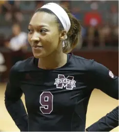  ?? (Photo by Blake Williams, MSU athletic media relations, for Starkville Daily News) ?? Khris Carr is a member of the Mississipp­i State volleyball team.