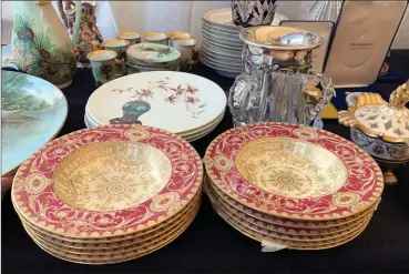  ?? Tracee Herbaugh via AP ?? This Sept. 7, 2019 photo provided by Tracee Herbaugh shows some of the china for sale at a flea market in Brimfield, Mass. China has become a staple at flea markets, as younger people opt to sell or donate heirloom dishware.