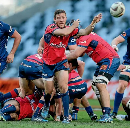  ?? PHOTO; GETTY IMAGES ?? Tasman’s Mitch Hunt clears the ball against Otago during thir Mitre 10 Cup clash against Otago on Saturday.