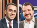  ??  ?? Luigi Di Maio, 31, capo politico del Movimento 5 Stelle, e Matteo Salvini, 45, leader della Lega e del centrodest­ra: trattative sfibranti per il nuovo governo.