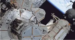  ?? NASA VIA AP ?? Astronaut Kate Rubins was outside the Internatio­nal Space Station during a spacewalk on Friday.