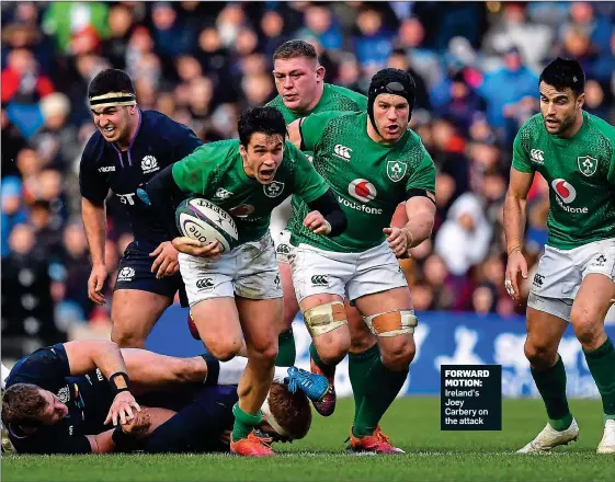  ??  ?? FORWARD MOTION: Ireland’s Joey Carbery on the attack