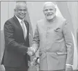  ?? PIC: ANI ?? PM Narendra Modi meeting the President of Maldives, Ibrahim Mohamed Solih, on the sidelines of the United Nations session, in New York