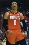  ?? MICHAEL WYKE — THE ASSOCIATED PRESS ?? Rockets guard Russell Westbrook announced that he has tested positive for COVID-19.