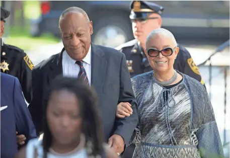  ?? MATT ROURKE, AP ?? Bill Cosby arrives Monday for Day 6 of his sexual assault trial with his wife, Camille, at the courthouse in Norristown, Pa.