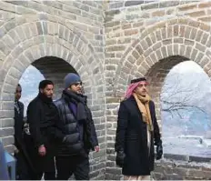  ?? WAM ?? Lieutenant General Shaikh Saif Bin Zayed Al Nahyan, Deputy Prime Minister and Minister of Interior, and Shaikh Sultan Bin Hamdan Bin Zayed Al Nahyan during a visit to the Great Wall of China yesterday.