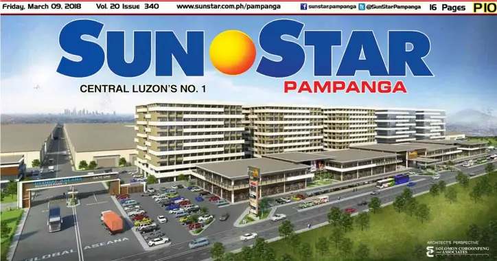  ?? Courtesy of Solomon Coboonpeng and Associates ?? SOON TO RISE.
Architect’s perspectiv­e of the soon to rise Global Aseana business park in San Simon town.—