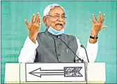  ??  ?? Nitish during his marathon virtual rally on Monday.
—PTI