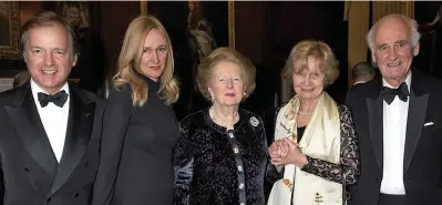  ??  ?? INSIDER GOSSIP: Sasha Swire with husband Hugo, Margaret Thatcher and parents Miloska and John