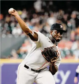  ?? Karen Warren/staff photograph­er ?? Astros pitcher Ronel Blanco’s first major league start gave his team’s starting rotation a break as he allowed two earned runs in 5 1⁄3 innings on Thursday.