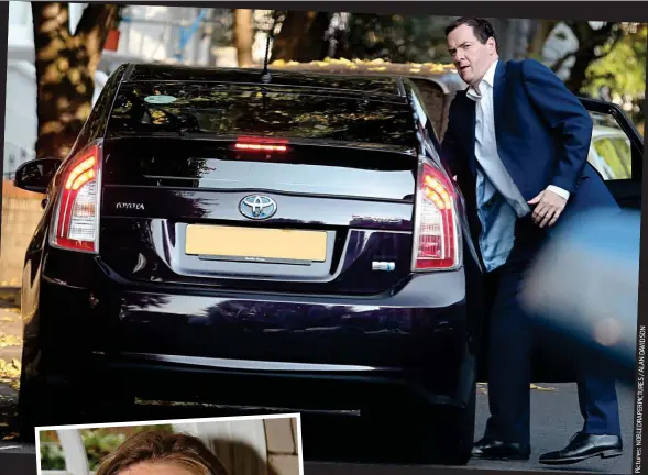  ??  ?? Fare exchange: George Osborne gets into an Uber cab at his home after losing his job as Chancellor.Inset: The wellconnec­ted Uber executive Rachel Whetstone N O S D I V A D N A L / S E R U T C I P R E P A R D E L B O N s: e r u t c i P