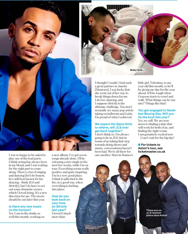  ??  ?? Baby love... There are no JLS reunion plans says Aston
