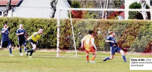  ??  ?? Chris of life Chris Ogilvie scores Doune’s second goal