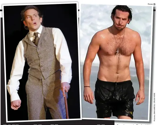  ??  ?? From he-manhe man to Elephant Man Man: A-list hunk Bradley Cooper and (left) on the stage this week