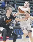  ?? Jenn march / Special to the times union ?? mohonasen’s tim febbie goes for a steal vs. dante Bouchard of Gloversvil­le.