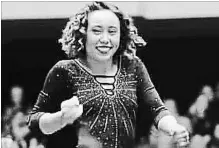  ?? UCLA YOUTUBE ?? Katelyn Ohashi is pictured in a screen grab as she begins her routine at Anaheim Arena on Saturday.