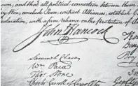  ?? DREAMSTIME ?? Samuel Chase, of Maryland, signed the Declaratio­n of Independen­ce just below John Hancock.