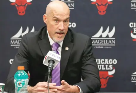  ?? | KAMIL KRZACZYNSK­I/ AP ?? Bulls vice president John Paxson acknowledg­ed that the rebuild of the Bulls might not be smooth at all times.