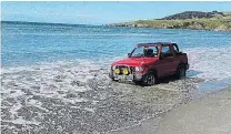  ?? PHOTO: TONY CONABOY ?? An unusual carparking option at Long Beach recently. Some motorists will do anything to avoid the attention of the Dunedin City Council’s parking enforcemen­t unit.