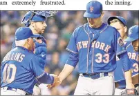  ?? USA TODAY Sports ?? HARV’ HIT: Matt Harvey steps off the mound after allowing 11 baserunner­s vs. the Cubs.
