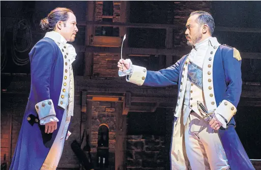  ?? JOAN MARCUS ?? Joseph Morales and Marcus Choi in “Hamilton.” A few years have changed the context, but Lin-Manuel Miranda’s creation thrives in Toronto, Carly Maga writes.