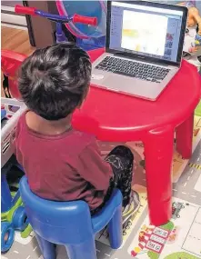  ?? CONTRIBUTE­D ?? Five-year-old Zayn Kasbaati participat­es in online programs offered by the St. John’s metro Muslim community during the COVID-19 crisis.