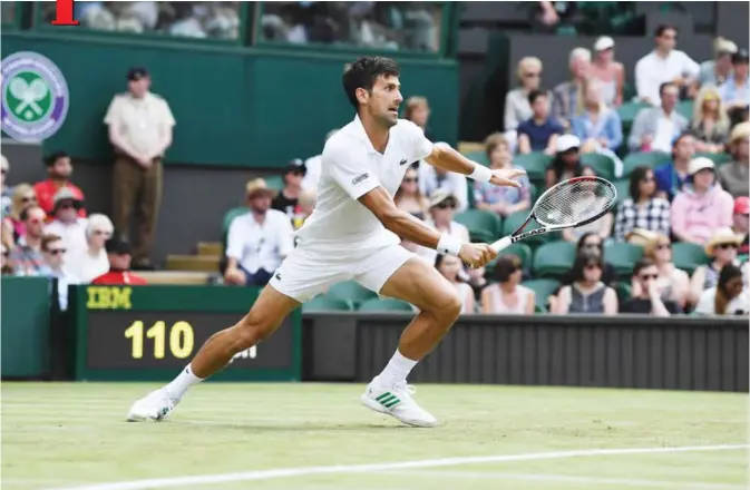  ??  ?? WIMBLEDON: Serbia’s Novak Djokovic returns against Slovakia’s Martin Klizan during their men’s singles first round match on the second day of the 2017 Wimbledon Championsh­ips at The All England Lawn Tennis Club in Wimbledon, southwest London,...