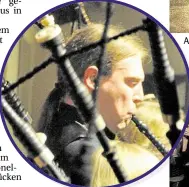  ?? BILDER: PETER KRATZMANN ?? Eintauchen in die Welt der Dudelsäcke. Als Trio wird Aberlours im Alten Posthaus zu sehen und zu hören sein.