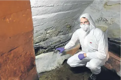  ?? Picture: Sandy McCook. ?? TV presenter Dan Snow in the crypt with the open coffin.