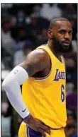  ?? (AP/Tony Gutierrez) ?? The Los Angeles Lakers, led by All-Star forward LeBron James (above), have struggled this season with a 31- 43 record and were the 10th seed in the NBA Western Conference entering Tuesday night’s games.