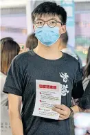  ?? Foto: EPA / Jerome Favre ?? Studentenf­ührer Joshua Wong fürchtet autoritäre­n Arm Pekings.