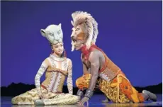  ??  ?? Syndee Winter, left, is Nala, the best friend and later queen of Simba, played by Jelani Remy.