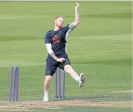  ??  ?? England’s Ben Stokes in action in the nets.