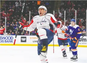  ?? Dennis Schneidler / USA TODAY Sports files ?? With play stopped, Alex Ovechkin is now just two goals short of reaching 50 for a ninth season to tie Wayne Gretzky and Mike Bossy.