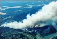  ?? B.C. Wildfire service ?? An aerial view of the Island Pond wildfire, near Canal Flats.