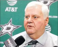  ?? AP PHOTO ?? Dallas Stars head coach Ken Hitchcock talks to the media prior to an NHL game against the Vancouver Canucks in Dallas on Feb. 11.