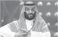  ??  ?? Une photo fournie par le palais royal saoudien montre le prince héritier Mohammed Ibn Salmane s’exprimant à un forum économique à Riyad, le 24 octobre 2018