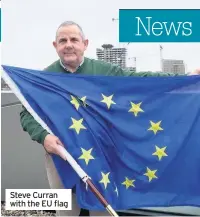  ??  ?? Steve Curran with the EU flag