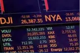  ??  ?? NEW YORK: The numbers are displayed at the opening bell of the Dow Industrial Average at the New York Stock Exchange on Friday. —AFP