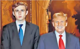  ?? ?? Chip off the old block: Barron and Donald Trump at the family’s Florida estate