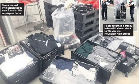  ??  ?? Boxes packed with stolen goods were found at the employees home