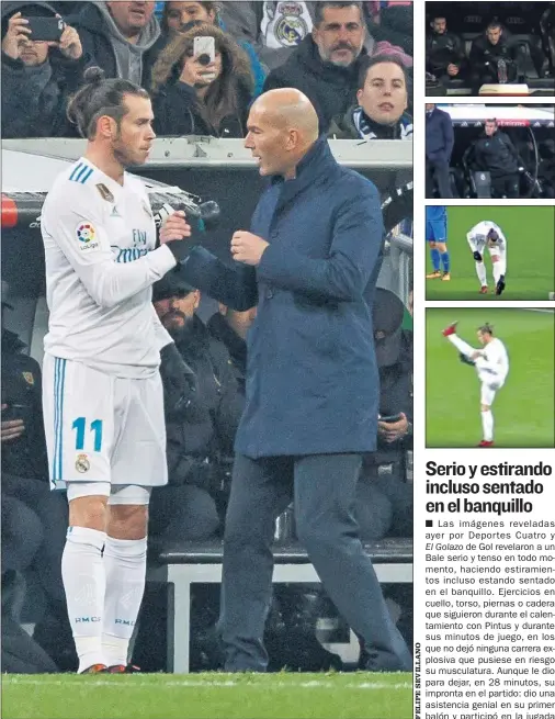  ??  ?? PRECAUCIÓN. Zidane dio minutos el martes a Bale, pero le reservará en Bilbao para evitar una recaída.