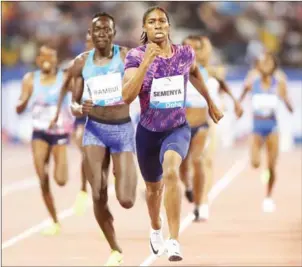  ?? KARIM JAAFAR/AFP ?? South Africa’s Caster Semenya leading the women’s 800 metres during the Diamond League athletics competitio­n in Doha on May 5.