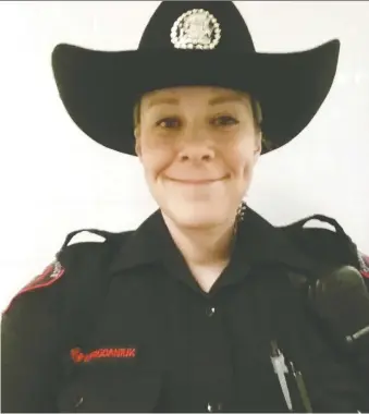  ??  ?? Const. Kim Prodaniuk is suing after encounteri­ng what she describes as a misogynist­ic police culture in Calgary.