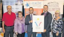  ?? SUBMITTED PHOTO ?? Henri and Gloria Gallant, left, stand with Pierre Gallant, Alfred Arsenault, executive director of the Évangéline-Central Credit Union, and Jeannette Arsenault. The Gallants and Jeanette Arsenault will be inducted to the the new Acadian and Francophon­e Entreprene­urial Hall of Fame and the Entreprene­urs’ Gala in March, sponsored by the Évangéline-Central Credit Union.