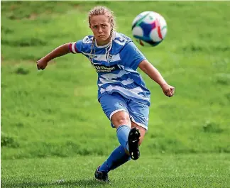  ?? PHOTO: PHILLIP ROLLO ?? Tasman United midfielder Tiana Williams in action during her side’s Mainland Women’s Premier League football match against Coastal Spirit at Saxton Field.