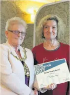  ??  ?? Pictured is Mayor of Charnwood, Coun Pauline Ranson (left) with Trish Edwardes (right) winner of the Active Tenant Involvemen­t Award.