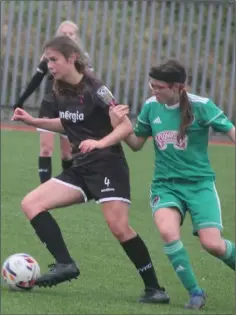  ??  ?? Aoife Slattery exerting some pressure on Cork.