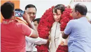  ?? PHOTO:PTI ?? Union Railway Minister Suresh Prabhu (centre) is greeted on his arrival to inaugurate amenities at the Chennai Central Railway Station on Sunday